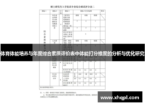 体育体能培养与年度综合素质评价表中体能打分维度的分析与优化研究